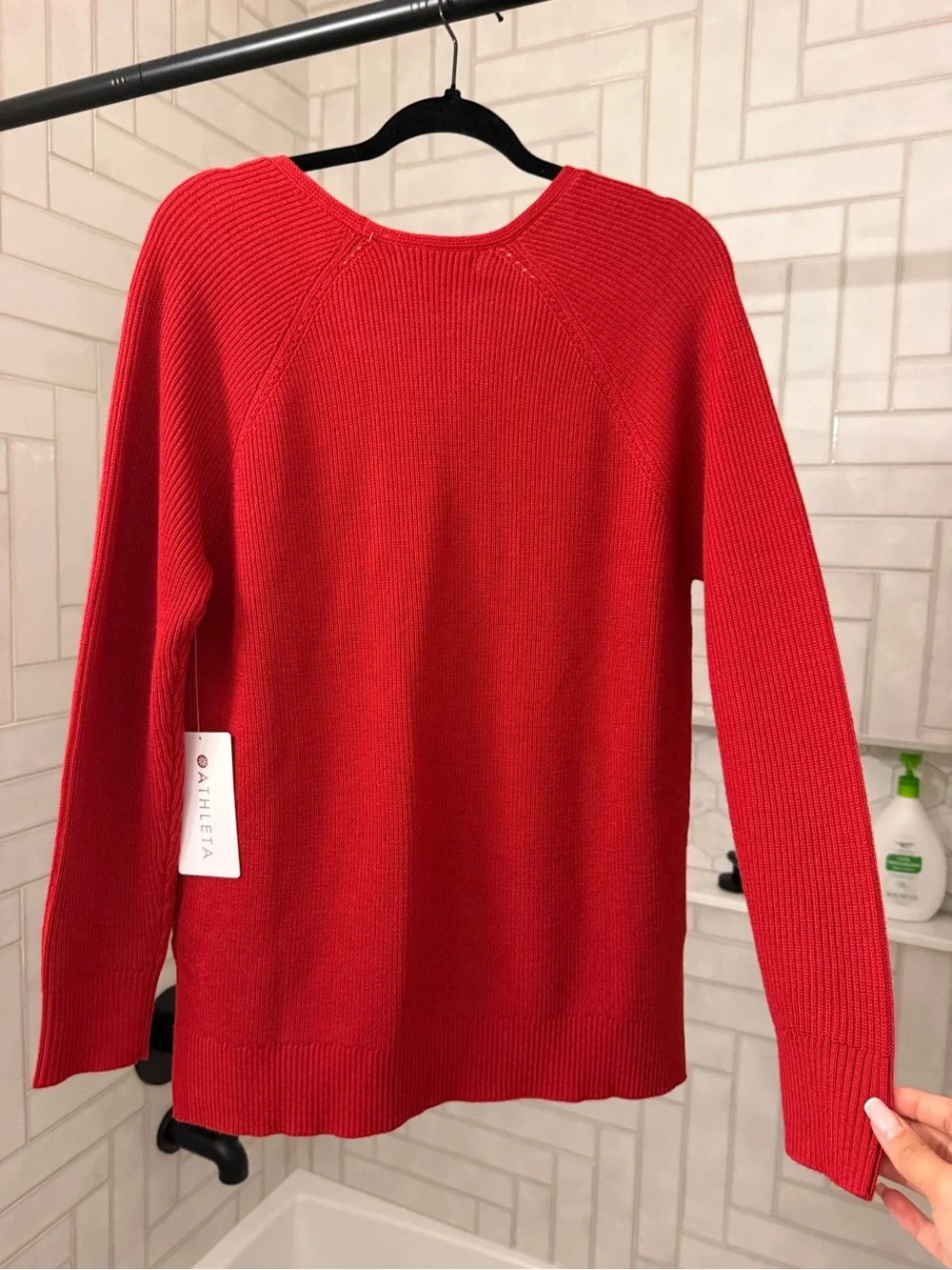 Athleta Red V-Neck Ribbed Sweater - Picture 8 of 9